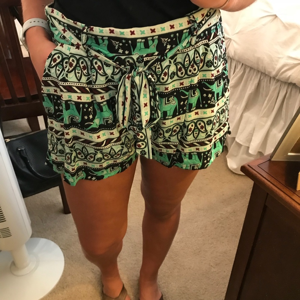 Mint Elephant Print Shorts